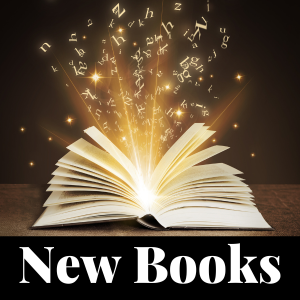 Picture of open book, text says new books